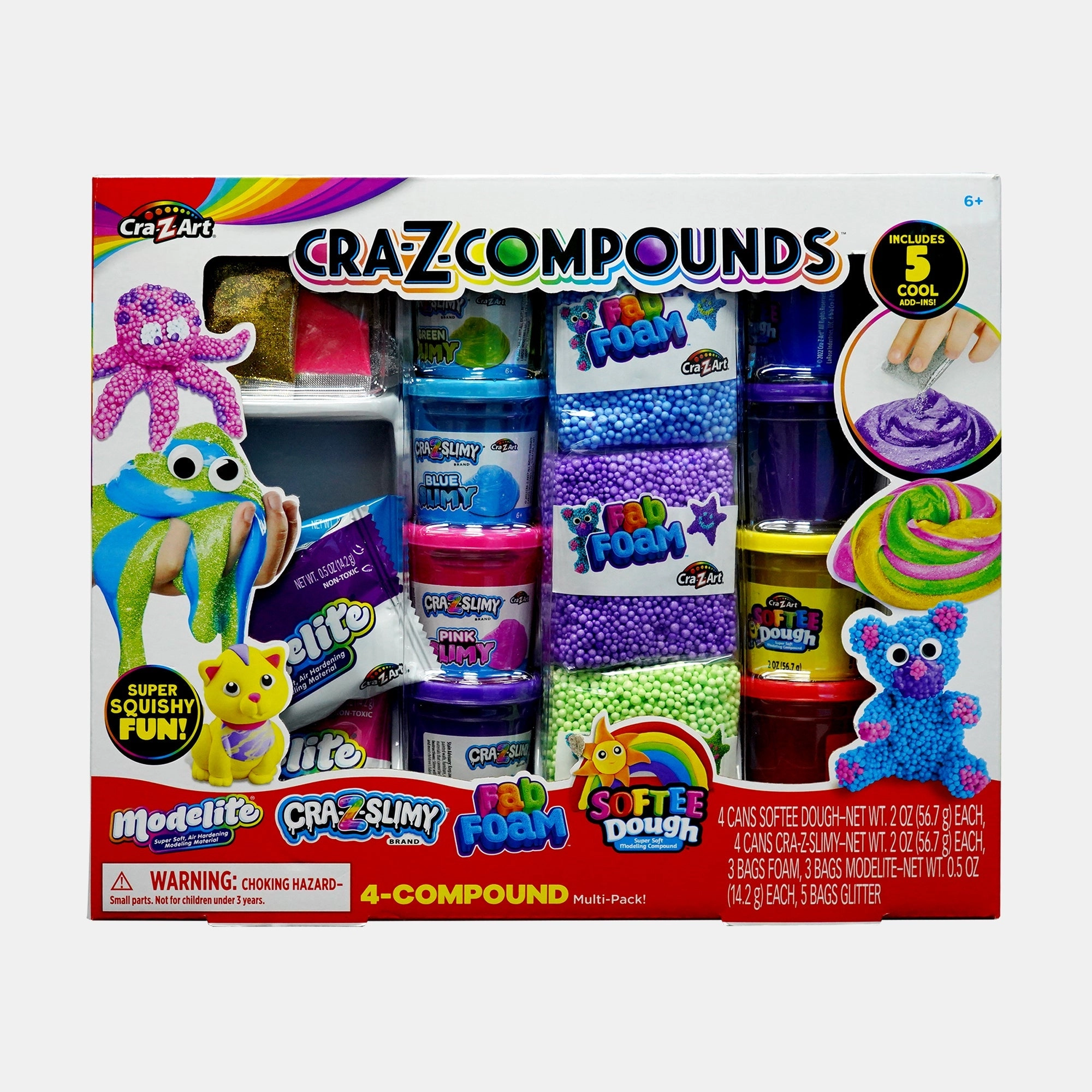 Cra-Z-Art Slimy - 4 x 56.7g + Fab Foam - 3 bags + Softee Dough - 4 x 56.7g + Modelite - 3 x 14.2g 19 pcs.