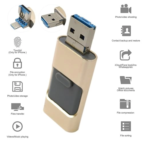 USB 3.0 Flash Drive - USB/Lightning/Type C 64GB