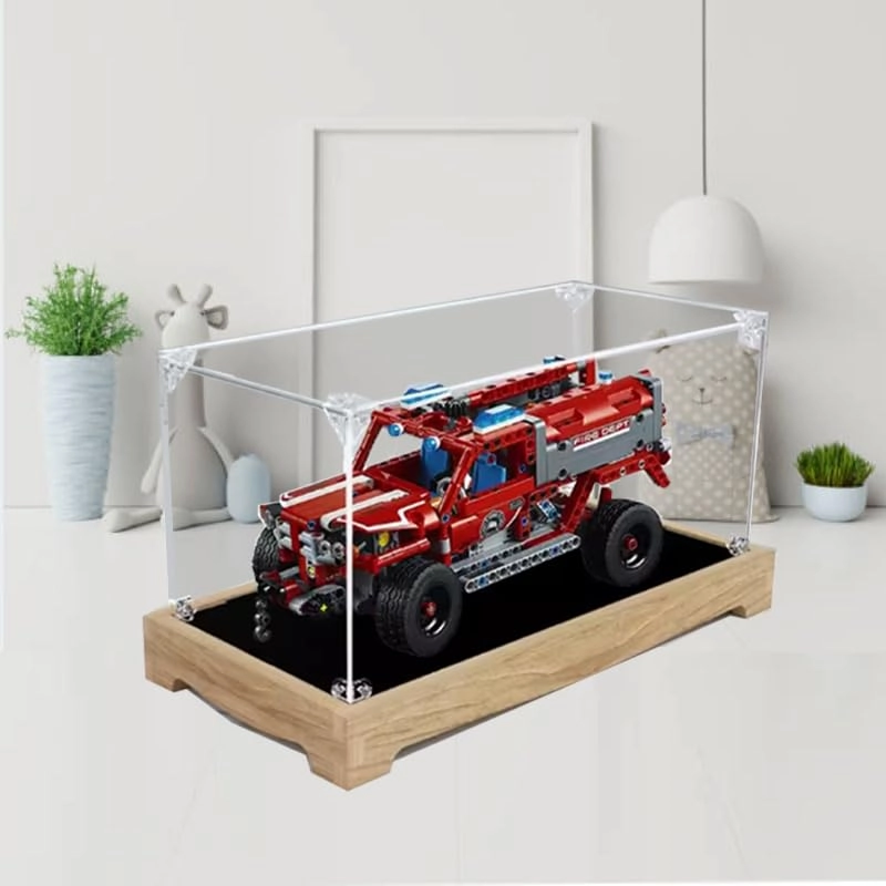 Clear Acrylic Display Case (42075) - Wood Bottom 13.77x5.90x5.90in.
