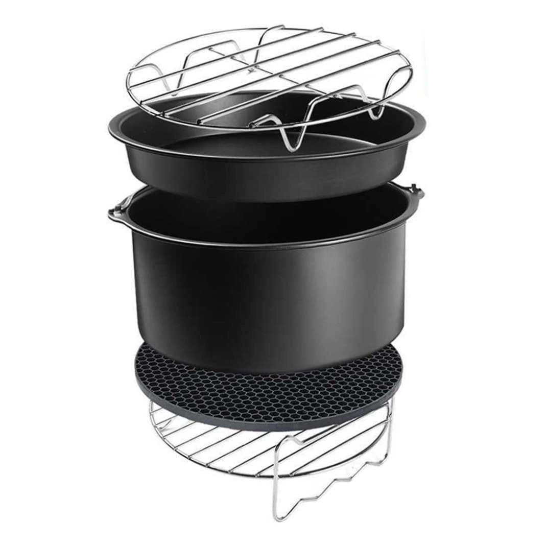 Metal Bracket + Skewers Rack + Cake Tin + Silicone Mat + Pizza Pan - Carbon steel stainless steel silica gel 5PCS