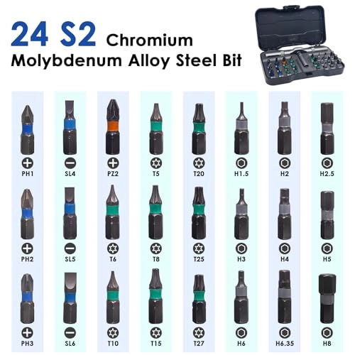 RS1 Ratchet Slotted and Phillips Screwdriver Set (24 Pcs)