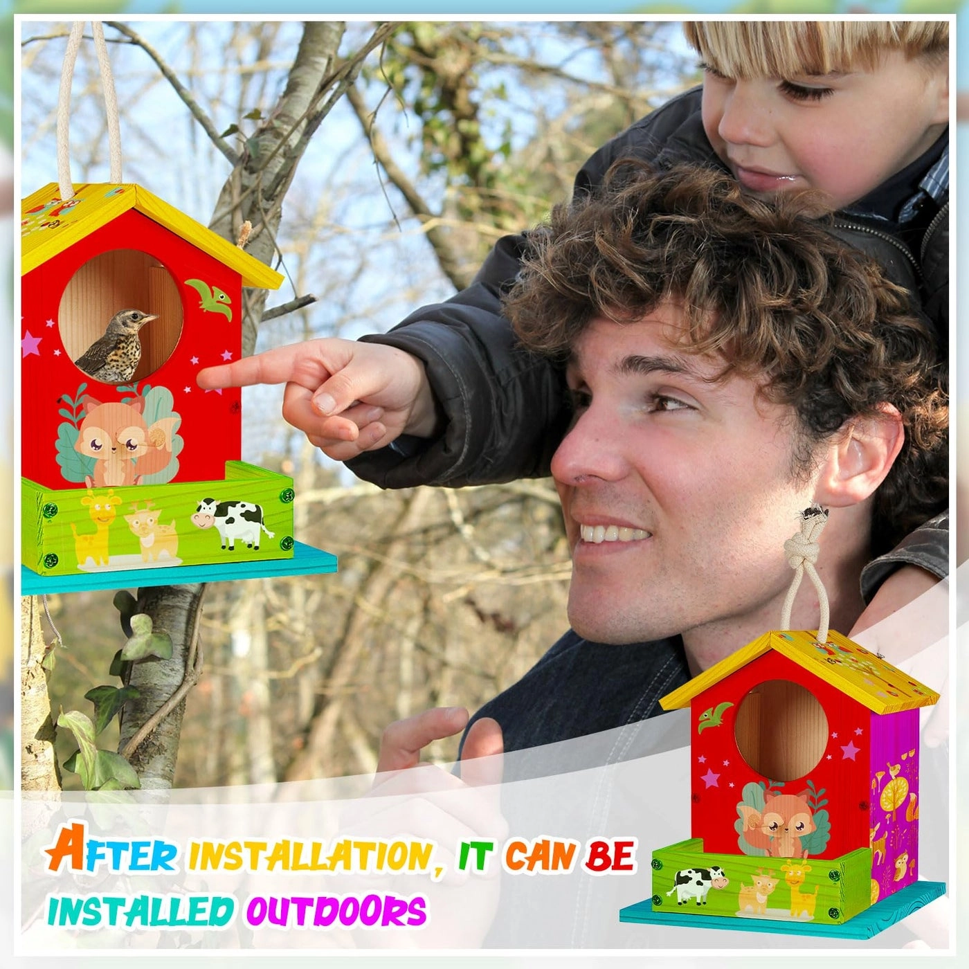 Birdhouse Kit - Wooden Paint and Paintbrushes Pack