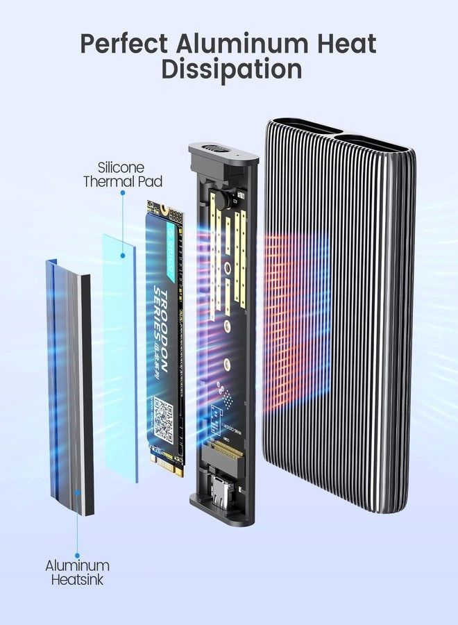 Dual M.2 NVMe with SATA SSD Enclosure - USB C M Key PCIe & B+M Key 2230/2242/2260/2280