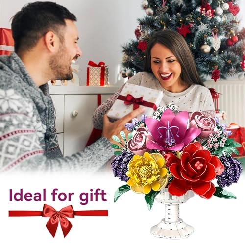 Flower Bouquet Building Blocks Set - White bouquet of roses 1070pcs