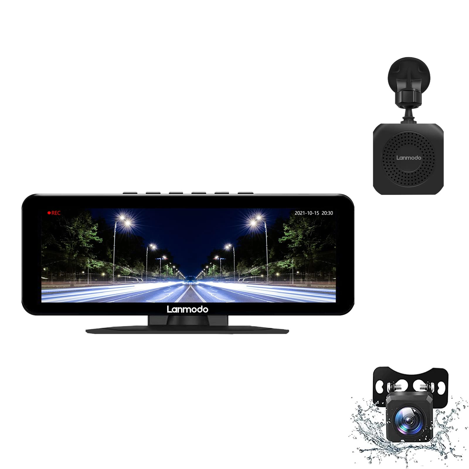LANMODO Dashcam - Night vision 3 cameras 128GB