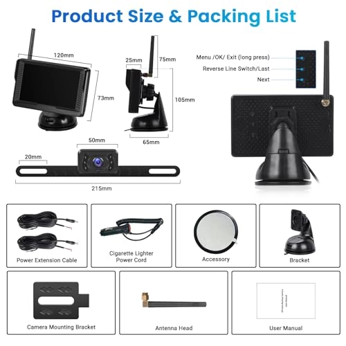 AHD Wireless Rear View Camera IPS-Monitor - Night Vision 720P