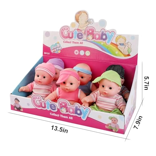 Baby Doll - Pack of 6 All Vinyl 8 Inches Tall Gift Bundle Ages 18+