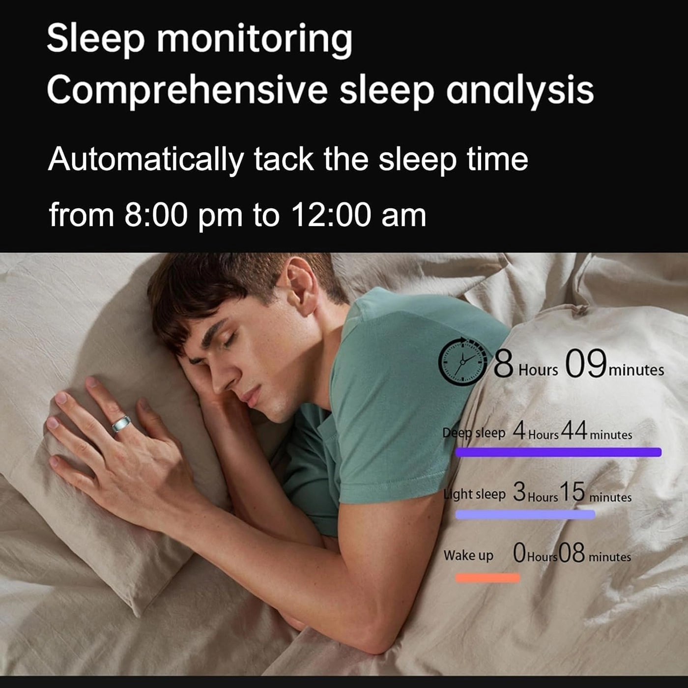 Smart Ring - 19.8MM Black Heart Rate Monitor