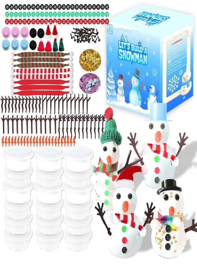 MLOLM DIY Winter Snowman Clay Craft Kit - 24 Pack Buttons & Noses