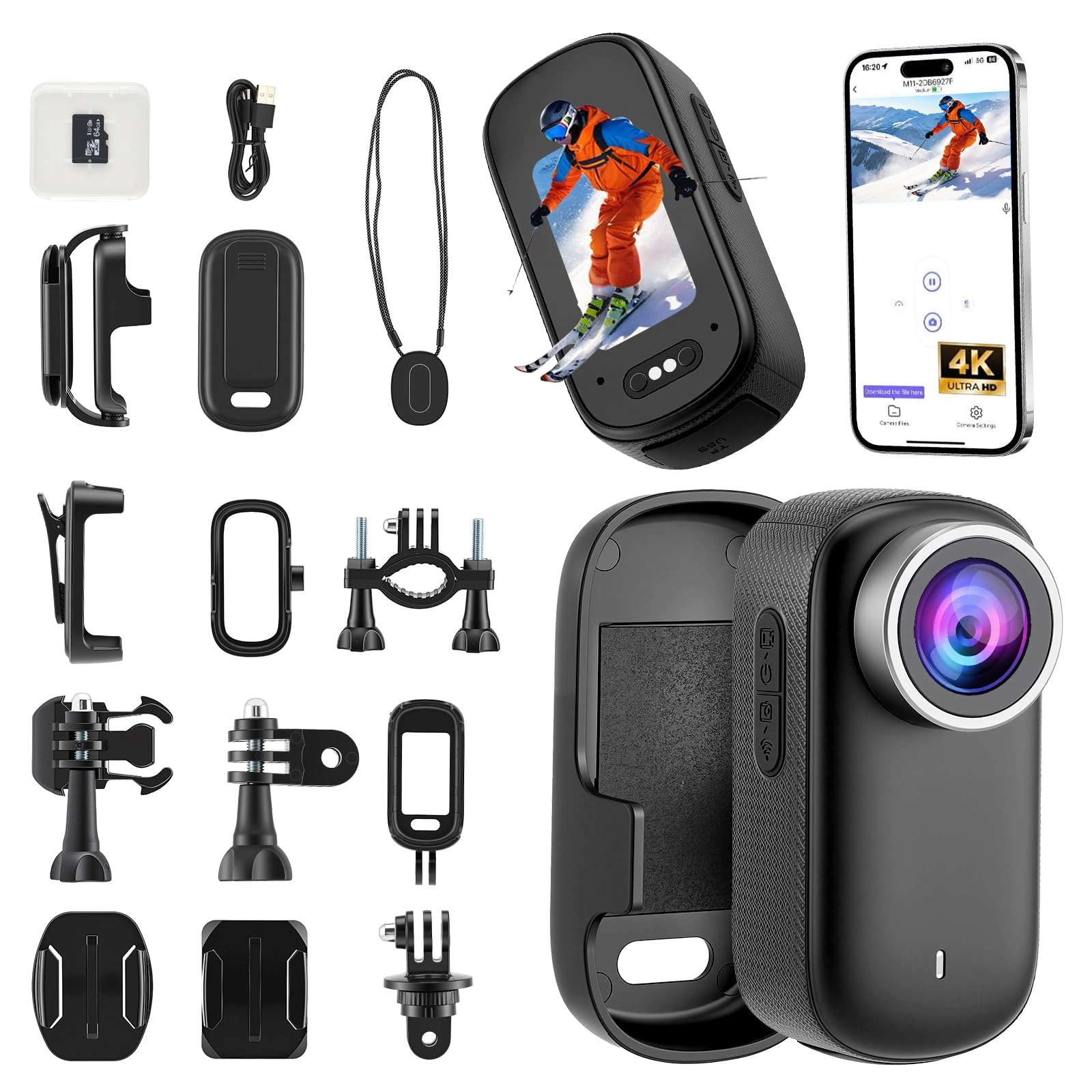 LIFEJXWEN 360° Action Cam - 64 GB 2.7K