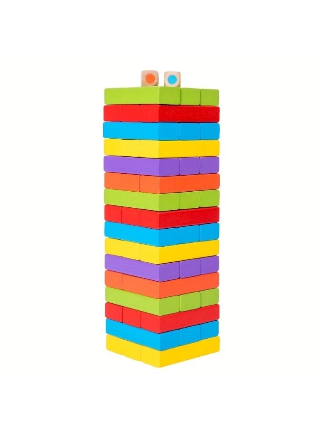 Capstro Colorful Wooden Stacking Blocks - 4 years+ 54 pieces