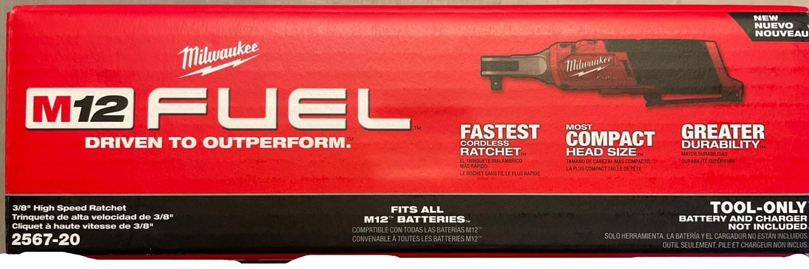 Milwauke M12 Fuel 3/8" High Speed Cordless Ratchet - 35 Foot Pounds