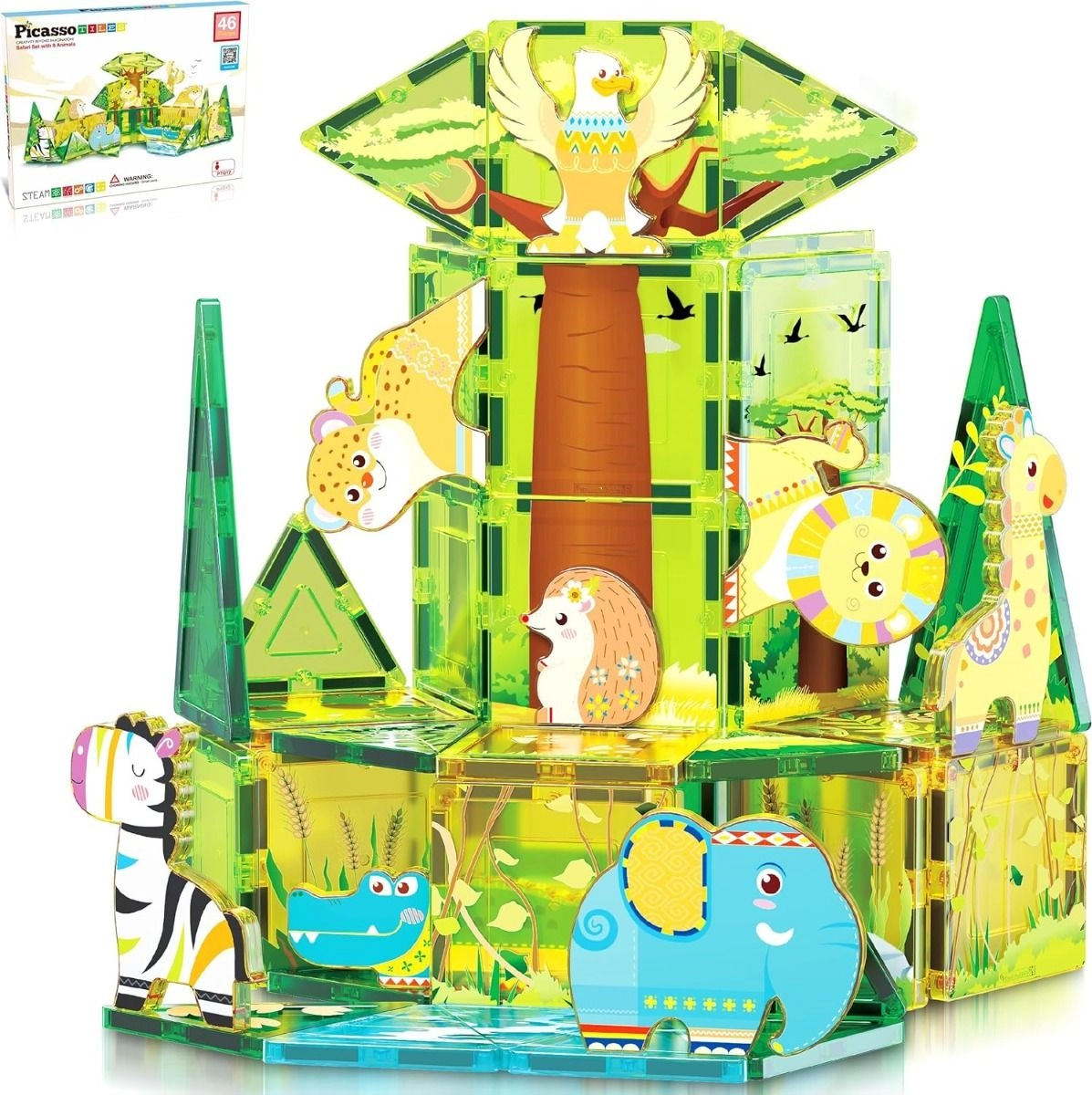 Picasso Magnetic Tiles Safari Set - 46 pcs