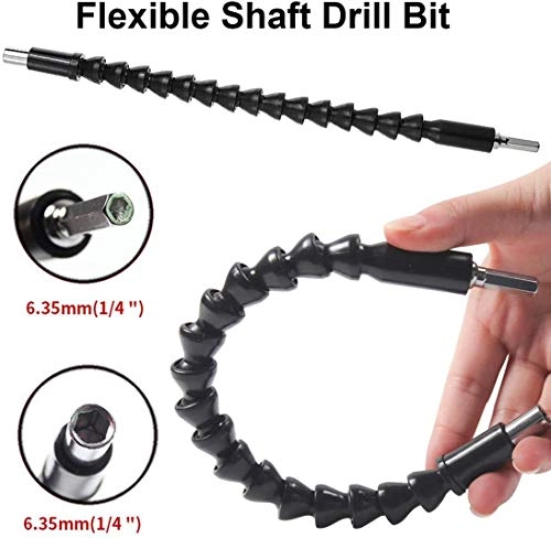 105 Degree Right Angle Drill - Short & Long 1/4inch + Flexible Extension Bar - 12"