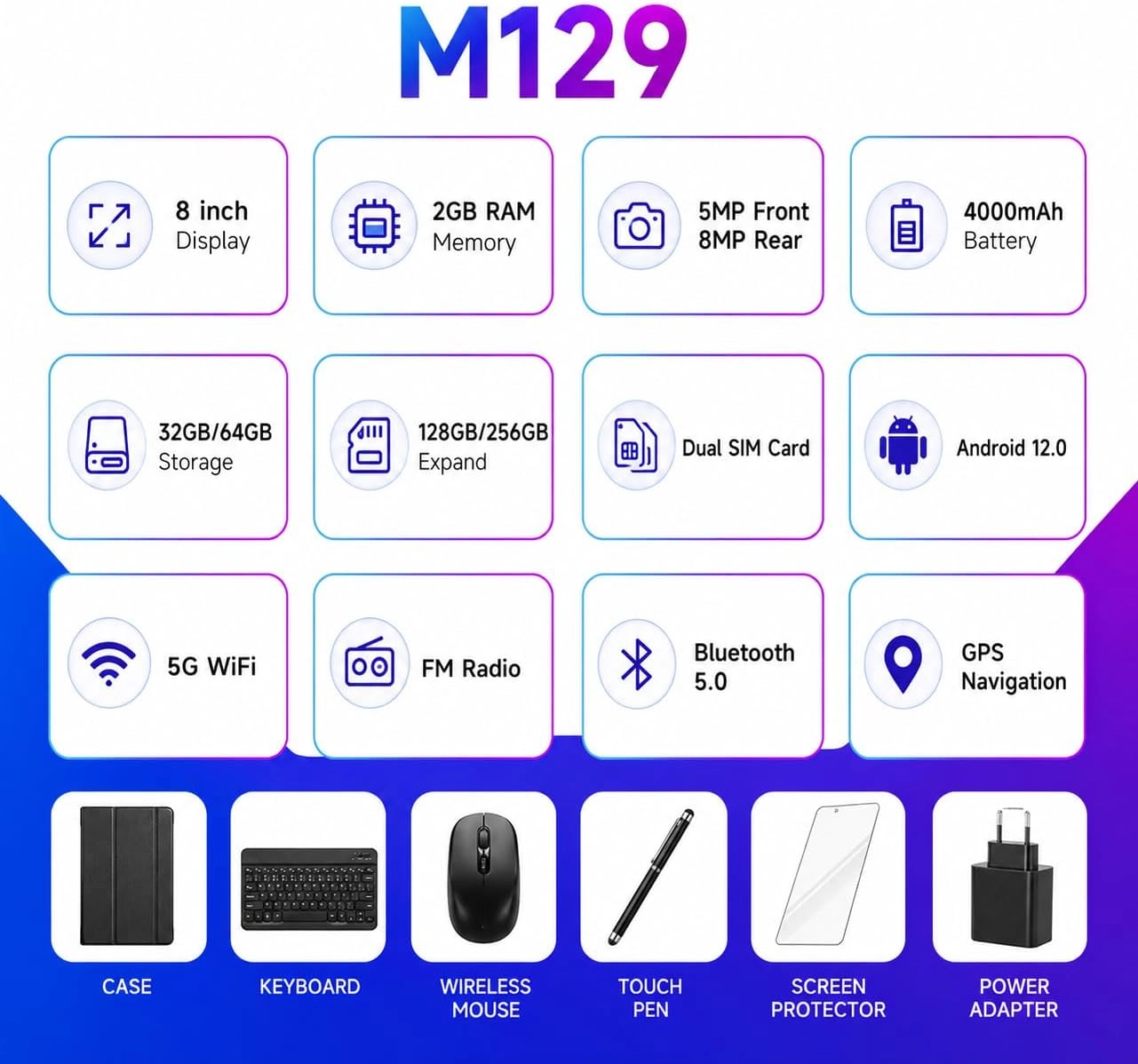 M129 Tablet 8" 5G 8GB RAM 512GB
