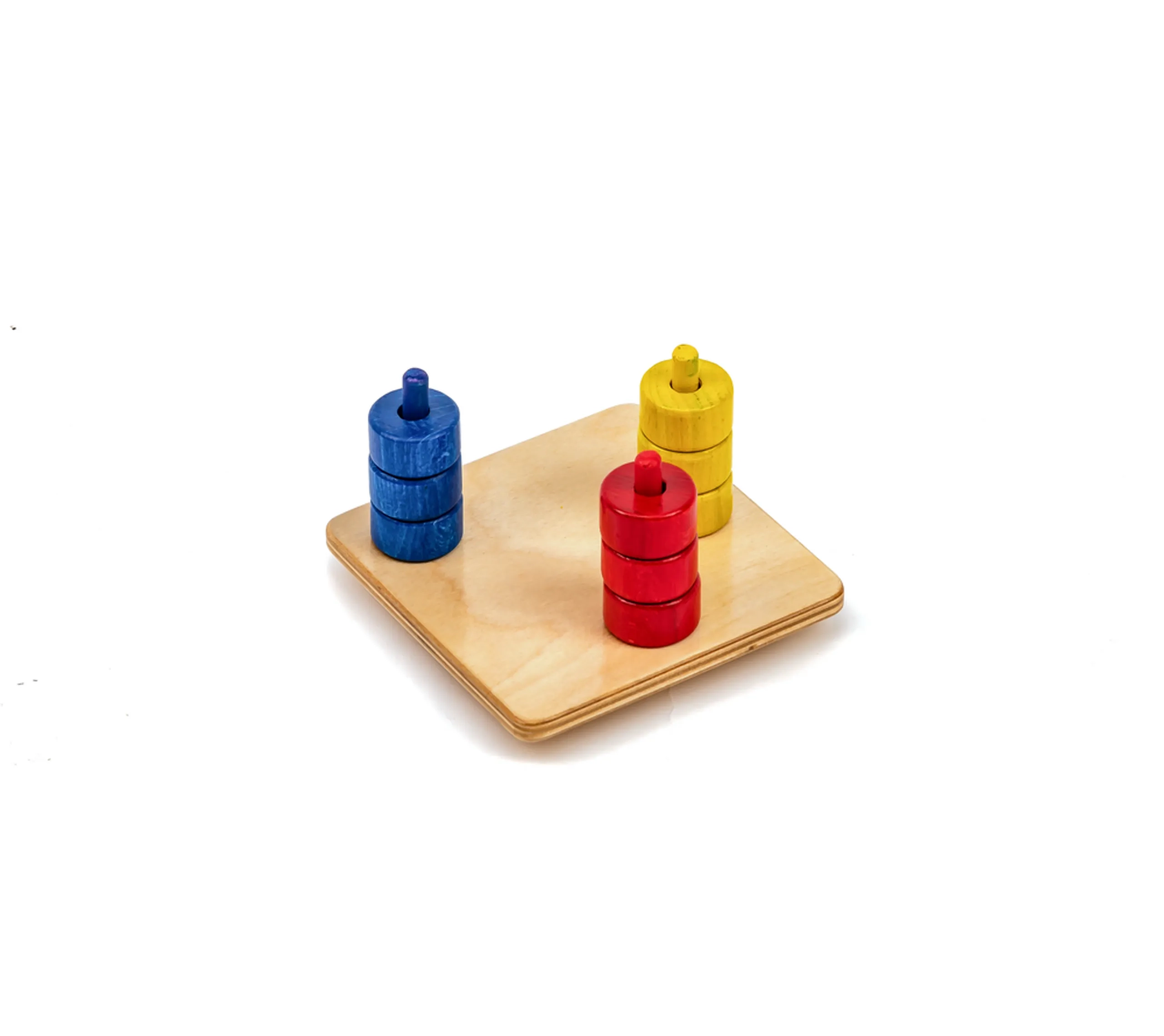 Edu Fun Coloured Discs On Coloured Dowels - Suitable for 12 months and above 10 pieces