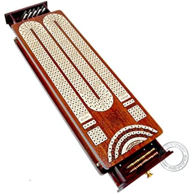 Continuous Cribbage Board - 4 Track Inlaid in Wenge Wood/Maple