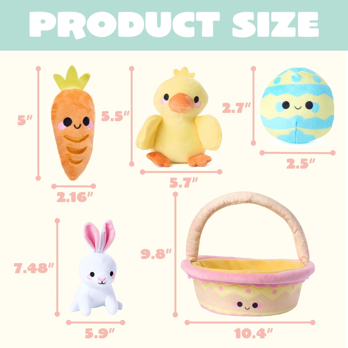 Easter Basket Plush Playset - 5 Pcs Filled Basket