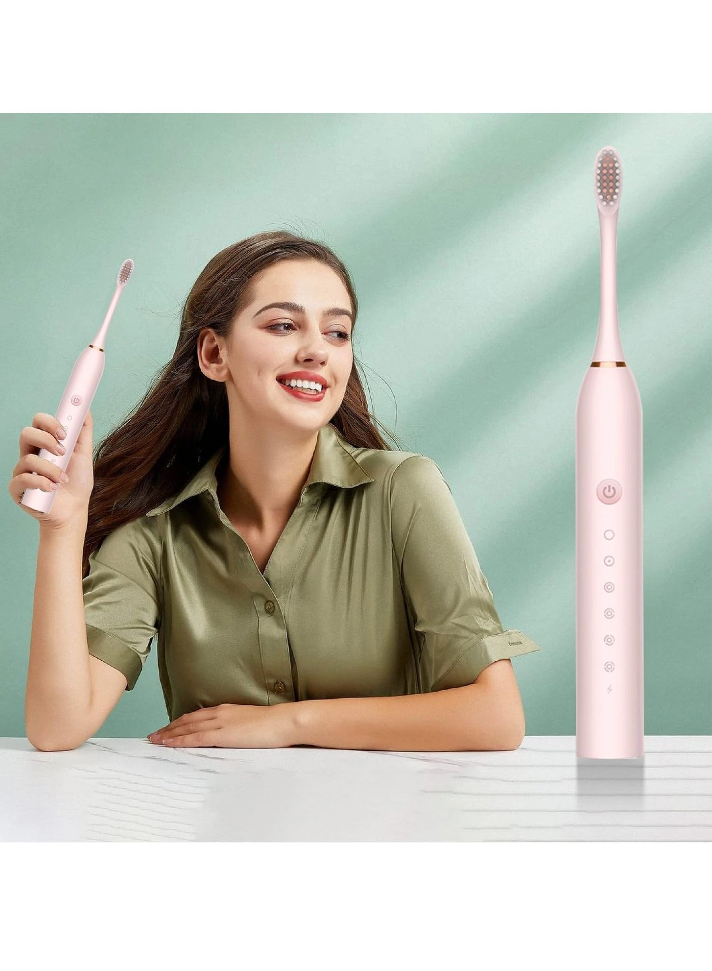 Electric Toothbrush - USB Rechargeable 4 Brush Heads 6 Cleaning Modes
