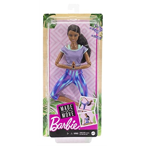 Barbie Made to Move Doll - 22 Flexible Joints Curly Brunette Ponytail Athleisure-wear Ages 3+