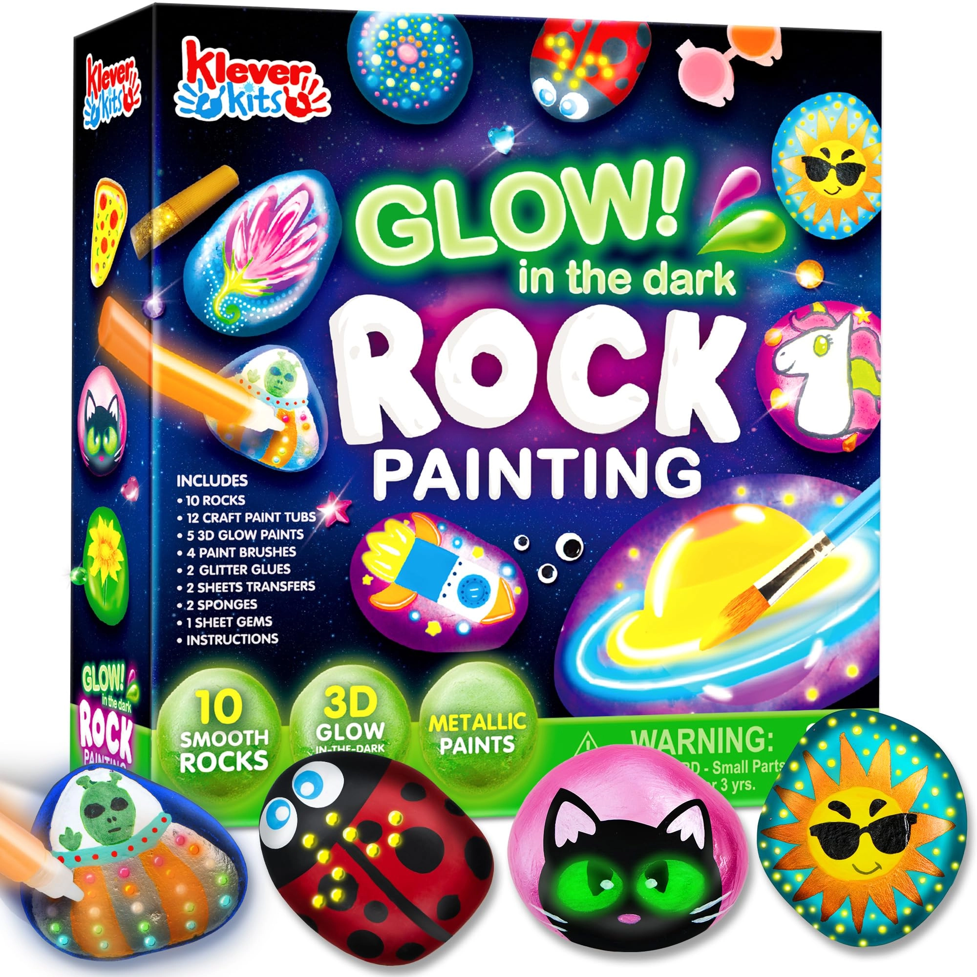 Joyin inc Kit de suministros de bricolaje con 12 pinturas de rocas creativas - 44 piece(s)