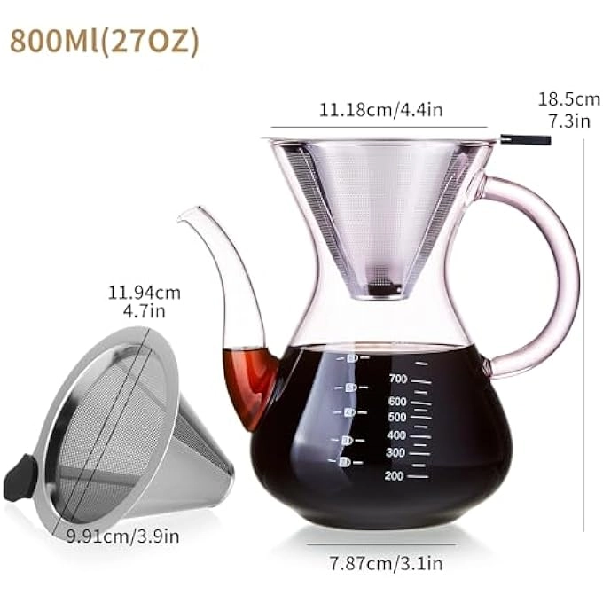 French Press - HighHeat Borosilicate Glass 304 Stainless Steel Filter 600Ml20Oz
