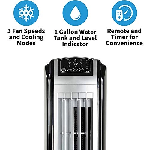 Portable Indoor Outdoor Evaporative Air Fan And Humidifier - 100 Square Foot Effective Range 3 speeds