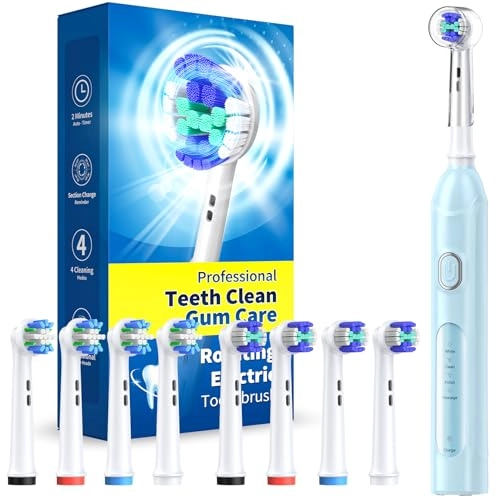 Rotating Electric Toothbrush - 8 Brush Heads 4 Modes 25-Day Battery Life