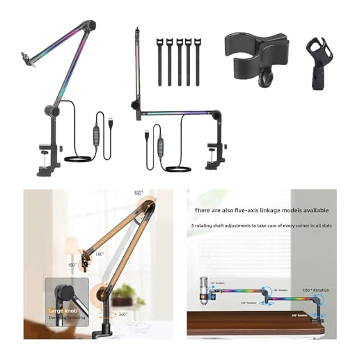 Microphone Boom Arm - With Light Multi Directional Adjustable