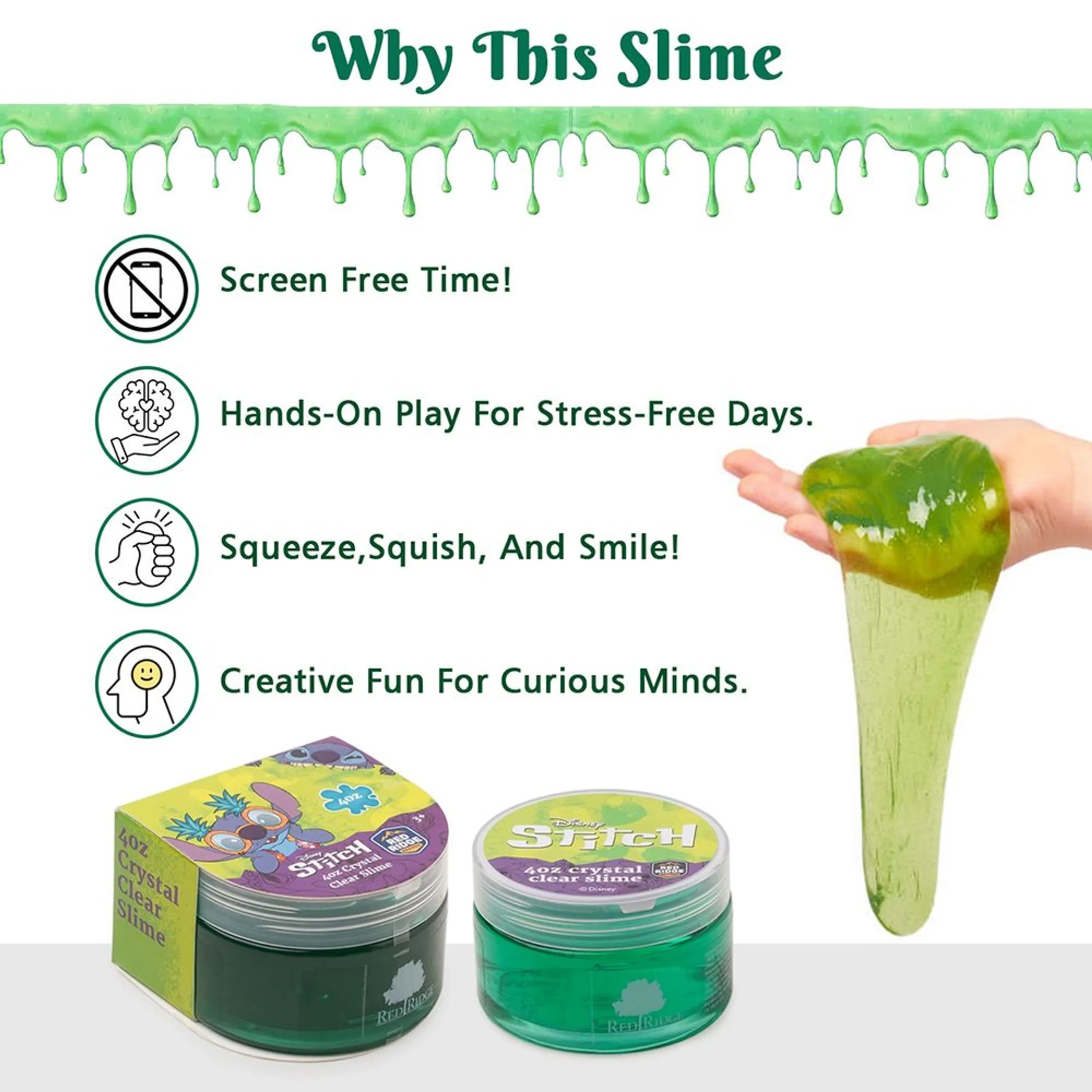SLIME SQUAD Disney Stitch Crystal Clear Slime - 3 years+