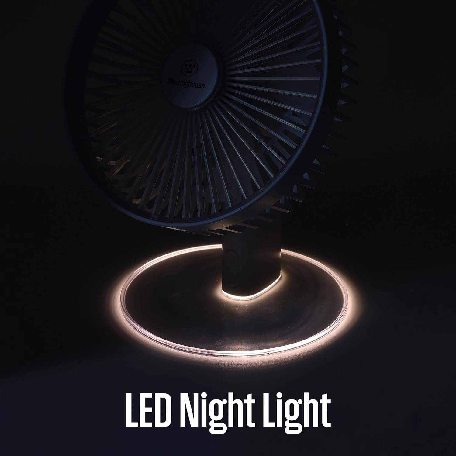 Rechargeable Desk Fan - LED Night Light 4-Speed USB