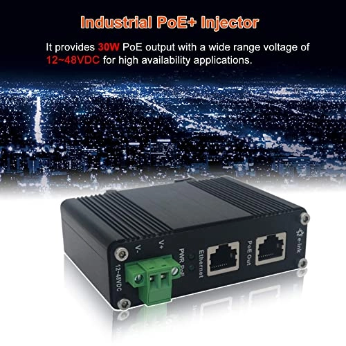 PoE Injector - 12~48VDC 30 watts IEEE802.3 af/at 10/100/1000Base-TX