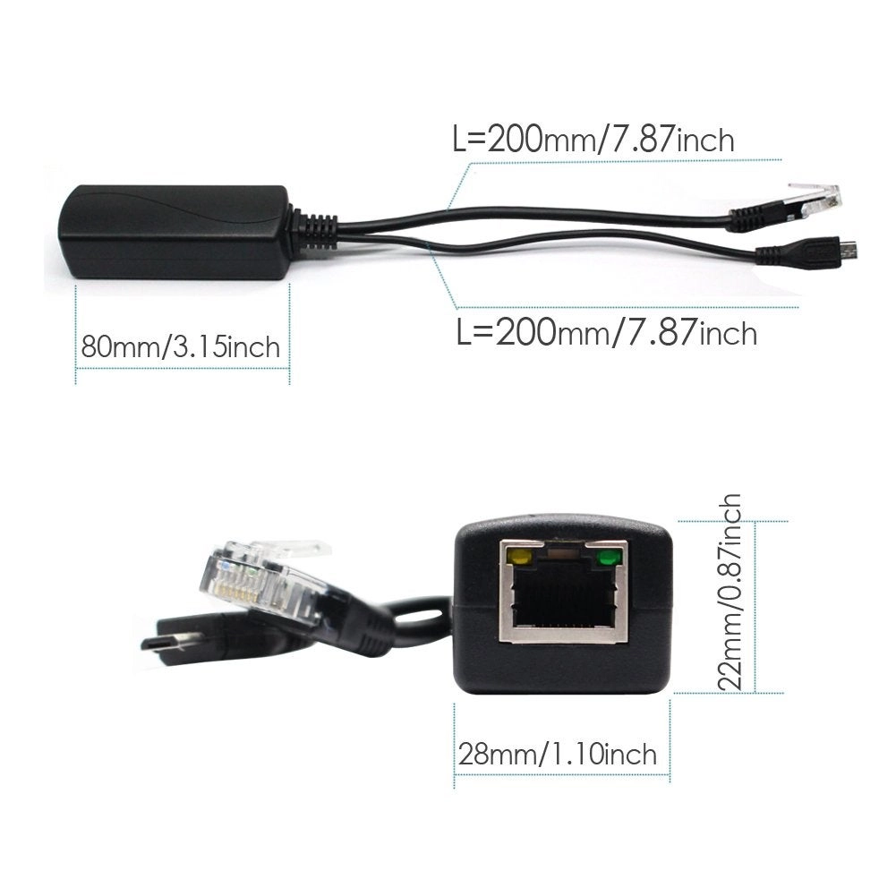5V Gigabit PoE Splitter - DC44-56V 12W IEEE 802.3af 10/100/1000Mbps