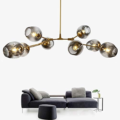 Minimalist Glass Bubble Ball Chandelier - E27 8 heads Gradient smoke gray lampshade