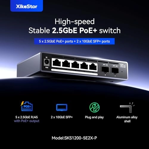 5*2.5G PoE RJ45 2*10G SFP+(Unmanaged) - 5-ports