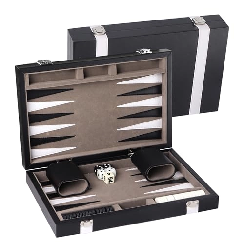 Backgammon - Leather Black&Grey