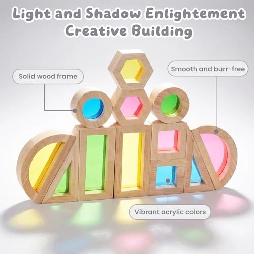 Rainbow Acrylic Building Blocks - 18 months - 8 years 12 pieces