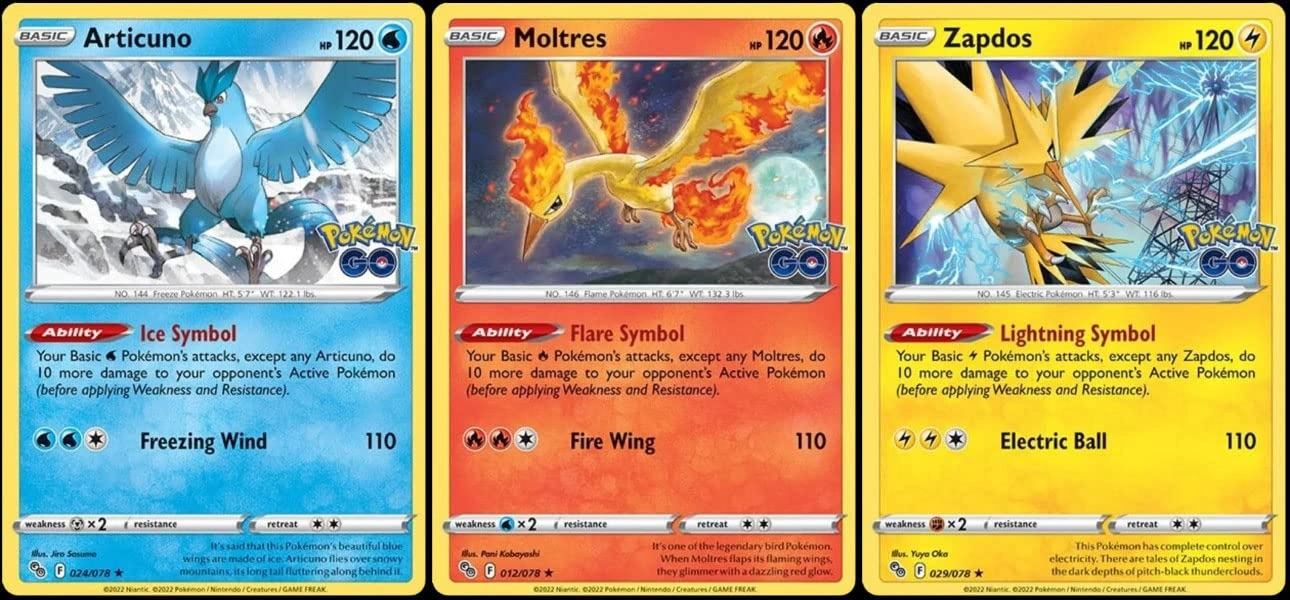 Pokmon Articuno Moltres Zapdos - 3pcs