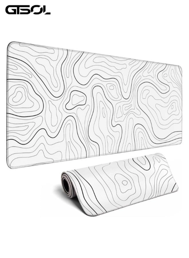 GTSOL Minimalist Topographic Map XL Rubber Polyester Gaming Mouse Pad - 80x30 cm