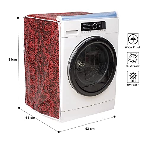 Front Load Washing Machine Cover - Red Flower 60cmsX63cmsX81cms