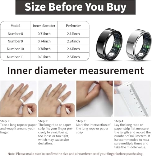 Smart Ring - IP68 Heart Rate + Charging Case - 300 mah battery