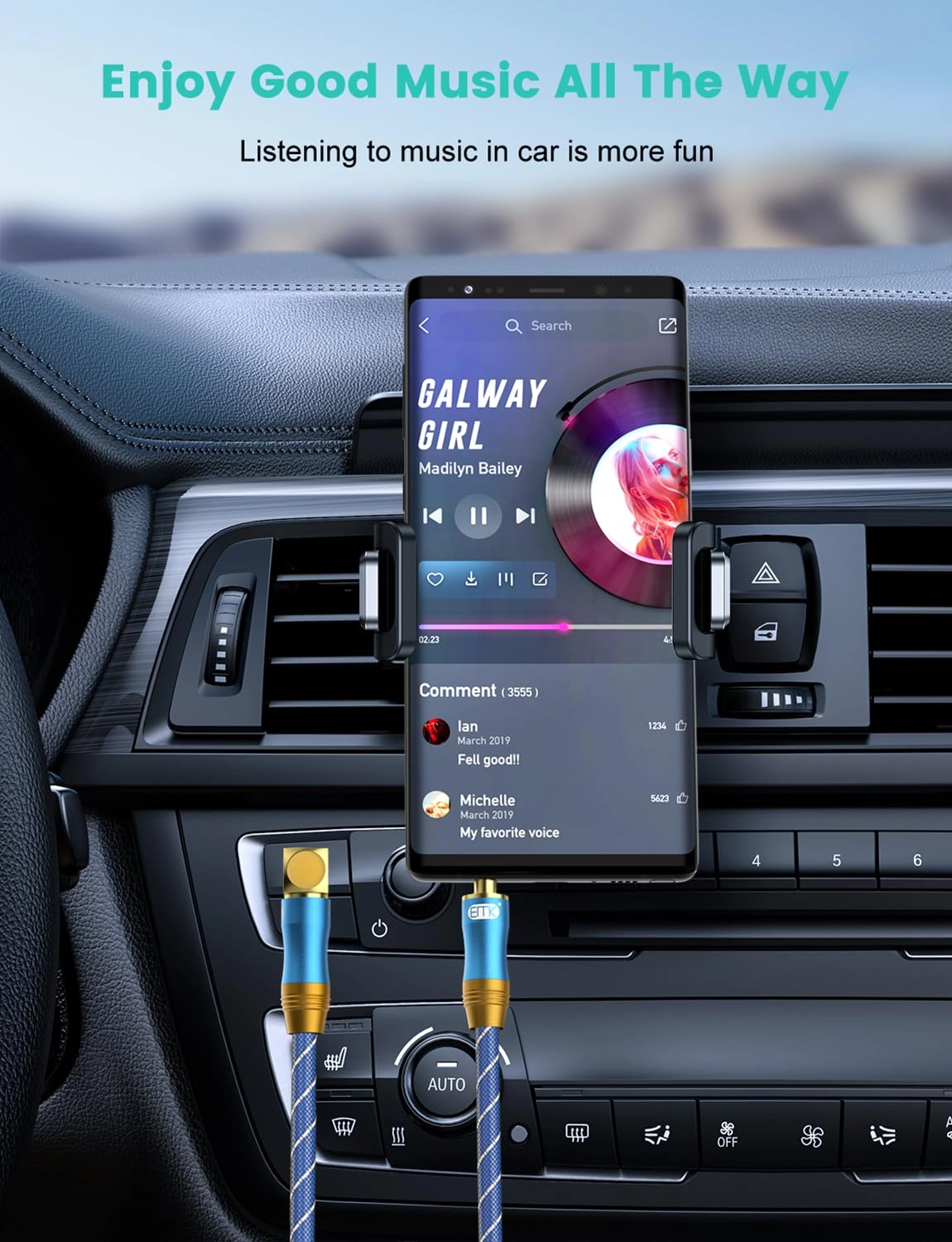 90 Degree Right Angle Aux Cable - 5M