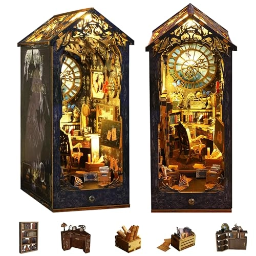 Flever Dollhouse DIY Book Nook - 3D Wooden LED