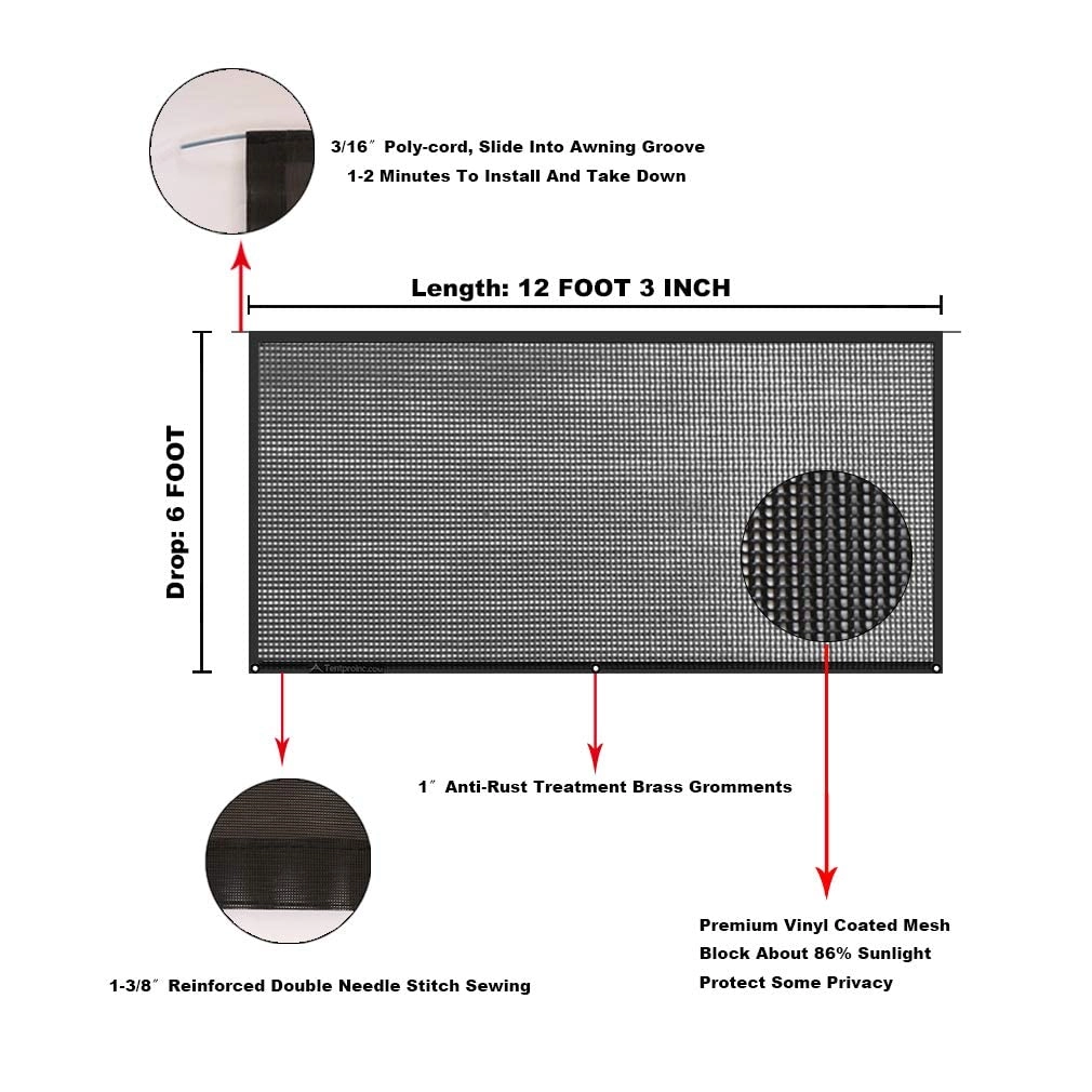 RV Awning Sun Shade Screen