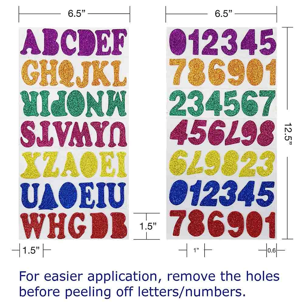 Glitter Eva Foam Stickers - 82 letters 82 numbers