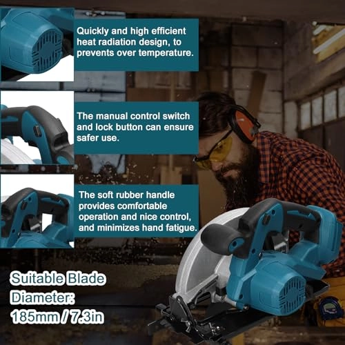 Brushless Electric Circular Saw Cordless 185mm