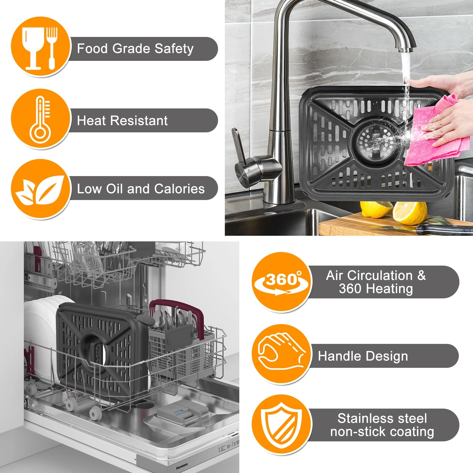 Air fryer grill rack - Stainless steel 2 piece(s) + Magic cleaning cloth - 1 piece(s)