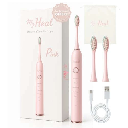 Sonic Electric Toothbrush - 3 Months Battery Life 5 Brushing Modes + Brush Heads - 2