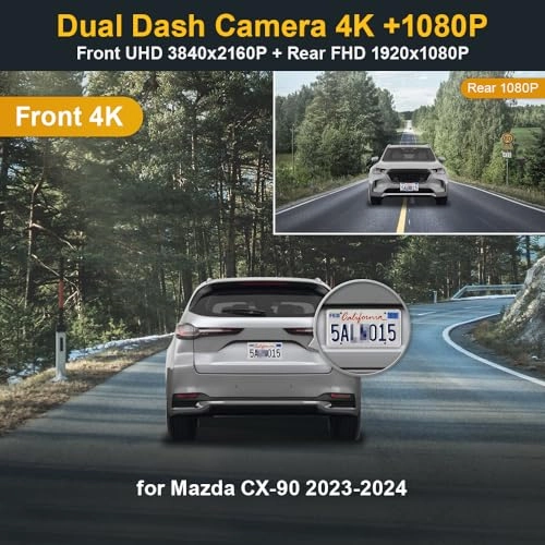 HAS SUNROOF-4K Front and 1080P Rear 3840 X 2160 for Mazda CX90