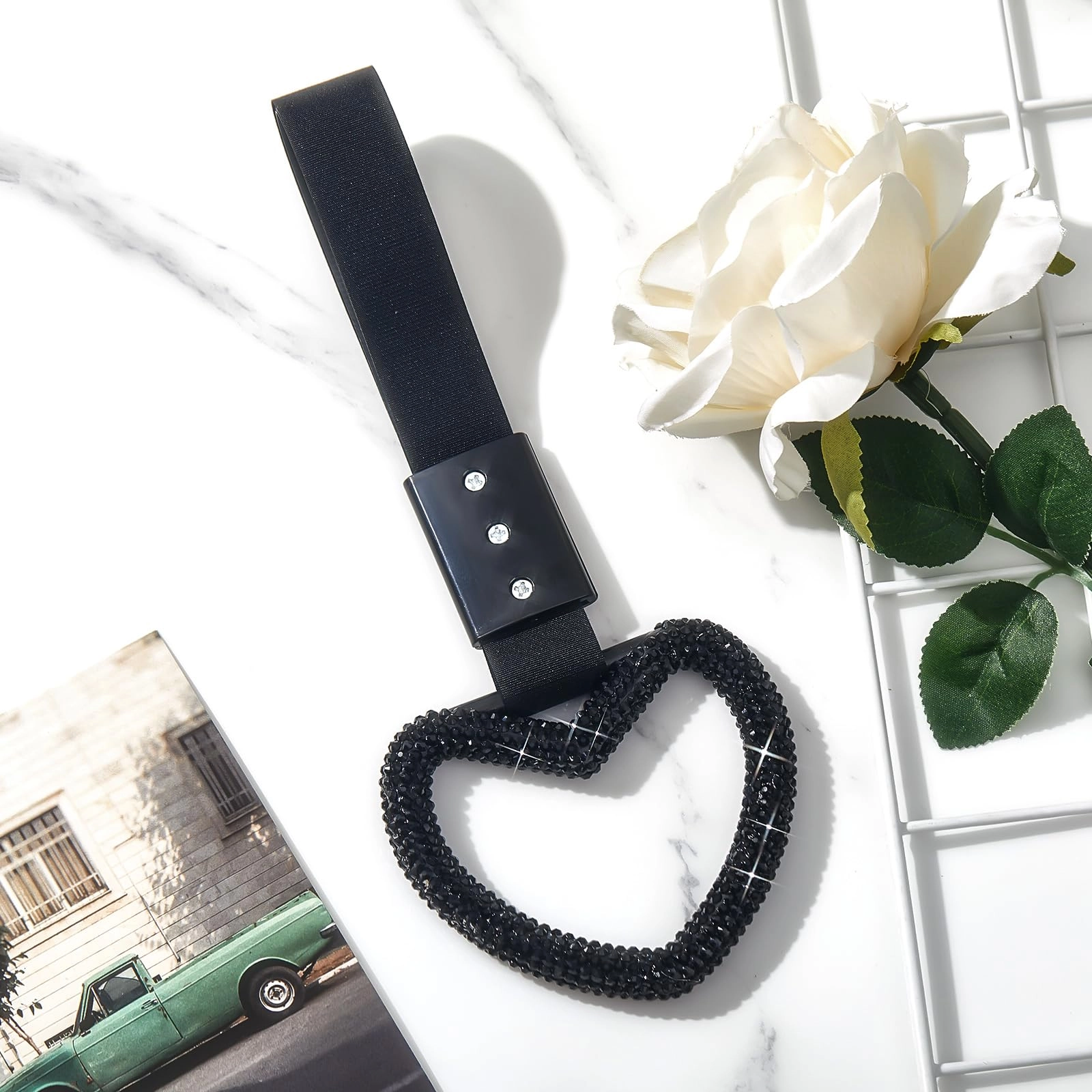 Bling Heart Handle Ring - Black Devil Style